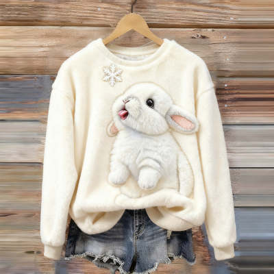 Flonelprintet sweatshirt-top til kvinder