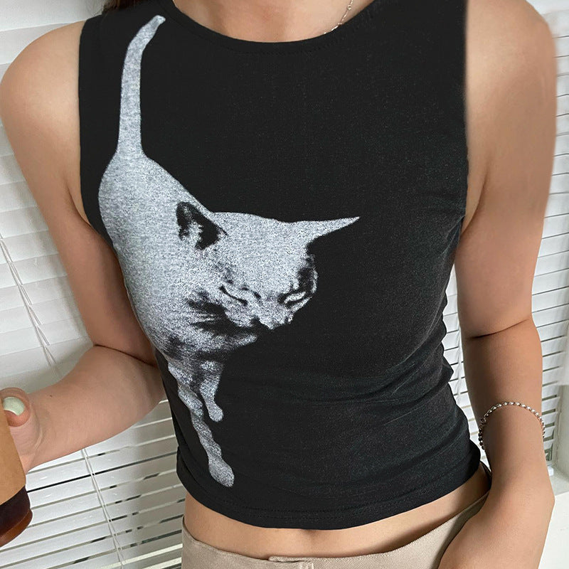 Printed Sleeveless Slim Fit Tank Top