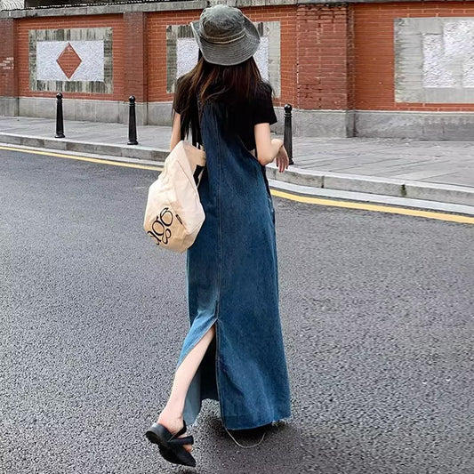 Womens Loose Slimming Denim Slip Dress