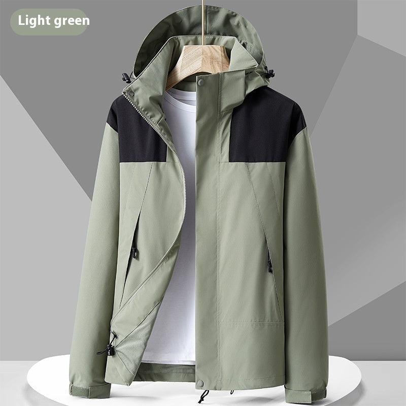 Hættetrøje Windbreaker Unisex Modstandsdygtig Jakke Med Lynlås Og Farveblokke Med Lommer Vandafvisende Overtøj Til Kvinder Mænd Tøj