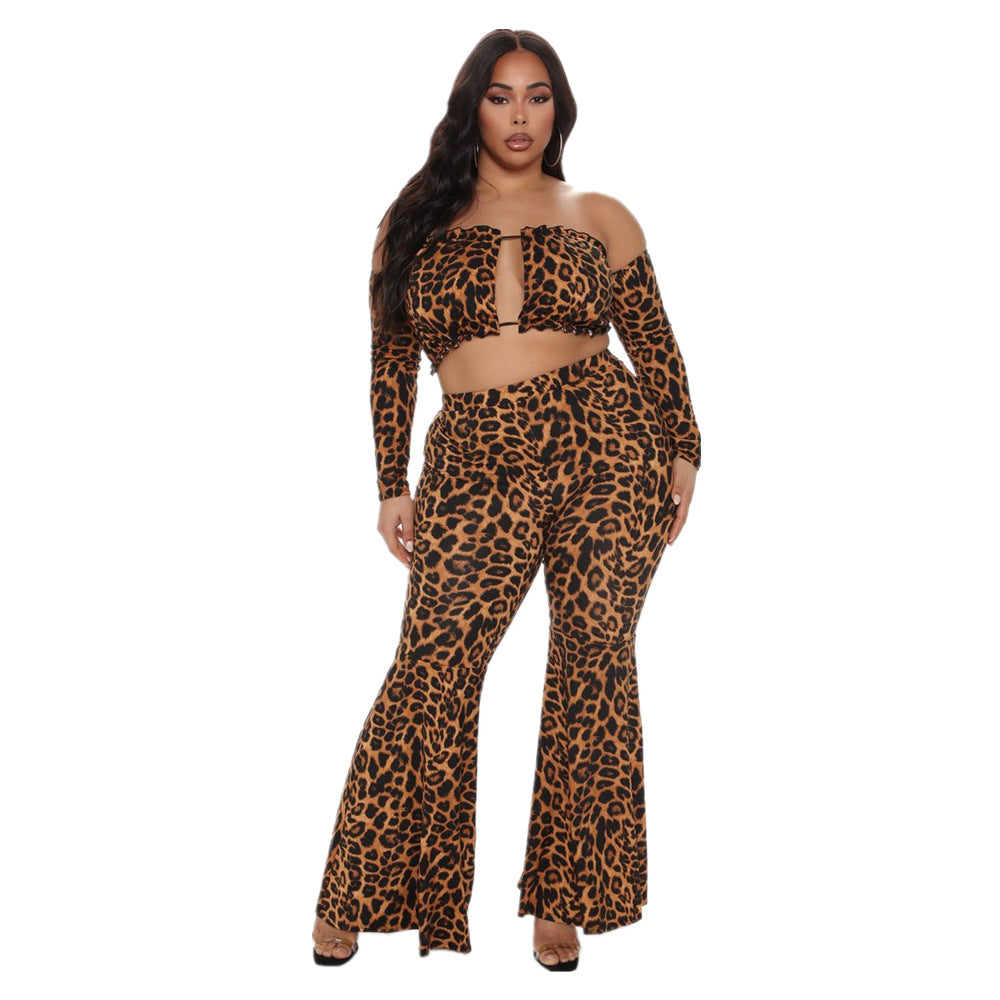 European And American Leopard-print Sleeveless Top With Long Sleeves