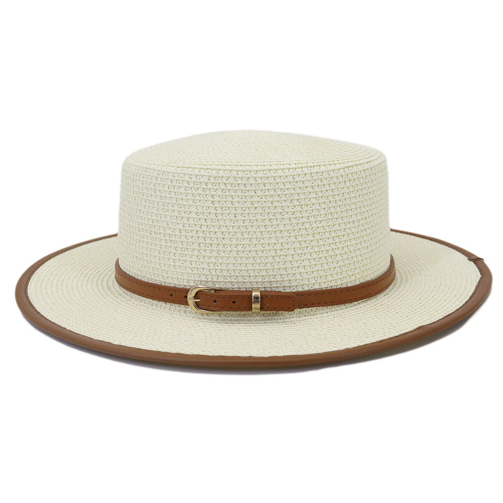 Belt Buckle PU Covered Sun Hat Ladies Protection