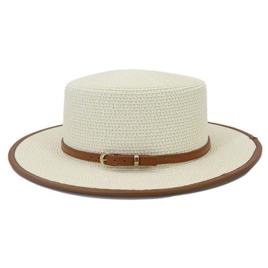 Belt Buckle PU Covered Sun Hat Ladies Protection