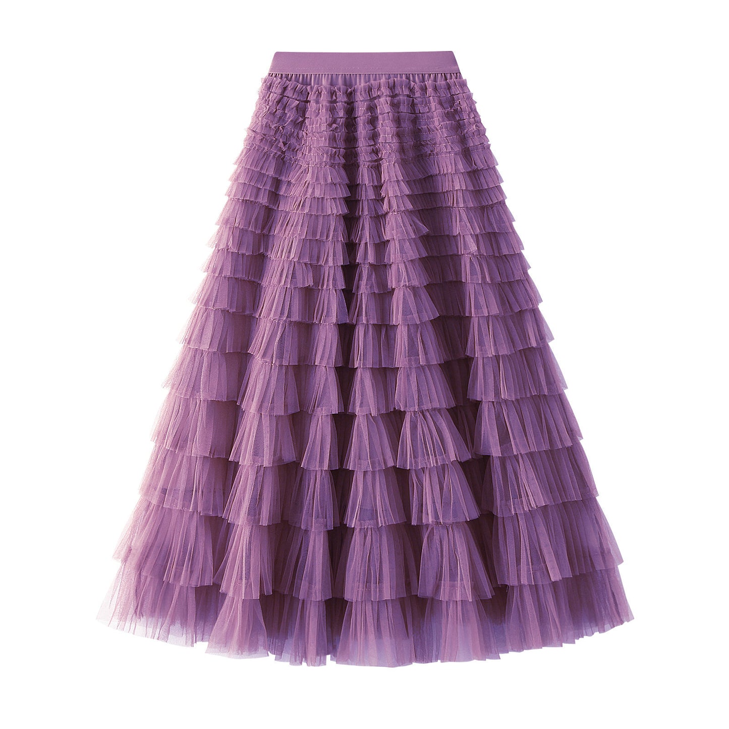 Line Mesh Ruffle Skirt Women's Temperament Sweet Long Skirt Slim Cupcake Dress Womens Clothing
