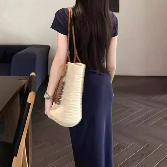 French-style Elegant Square-neck Dress For Women