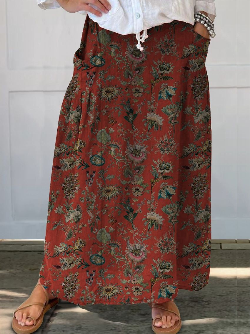 Leisure Retro Floral Vacation Skirt