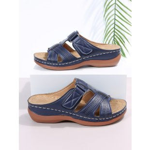 Women's Hollow Peep Toe Wedge Velcro Sandals