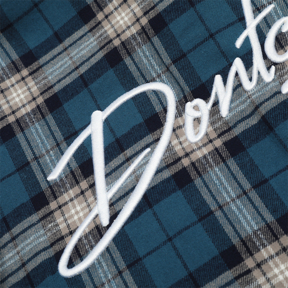 Plaid Embroidered Letters Shirt Coat Spring And Autumn
