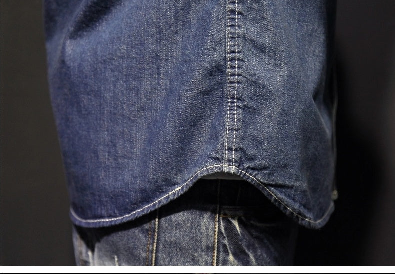 Vasket Gammeldags Tykt Slimfit Denimskjorte