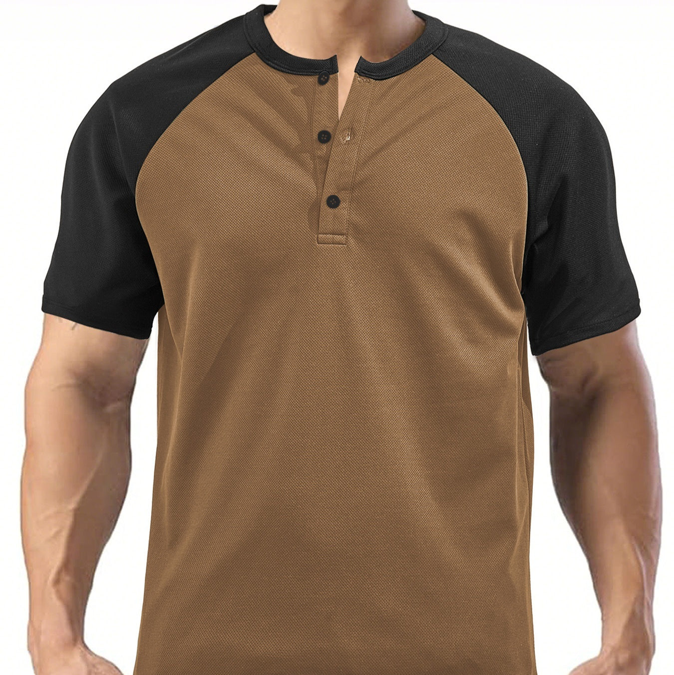 Men's Moisture-wicking Loose Color-block Short Sleeve Shirt