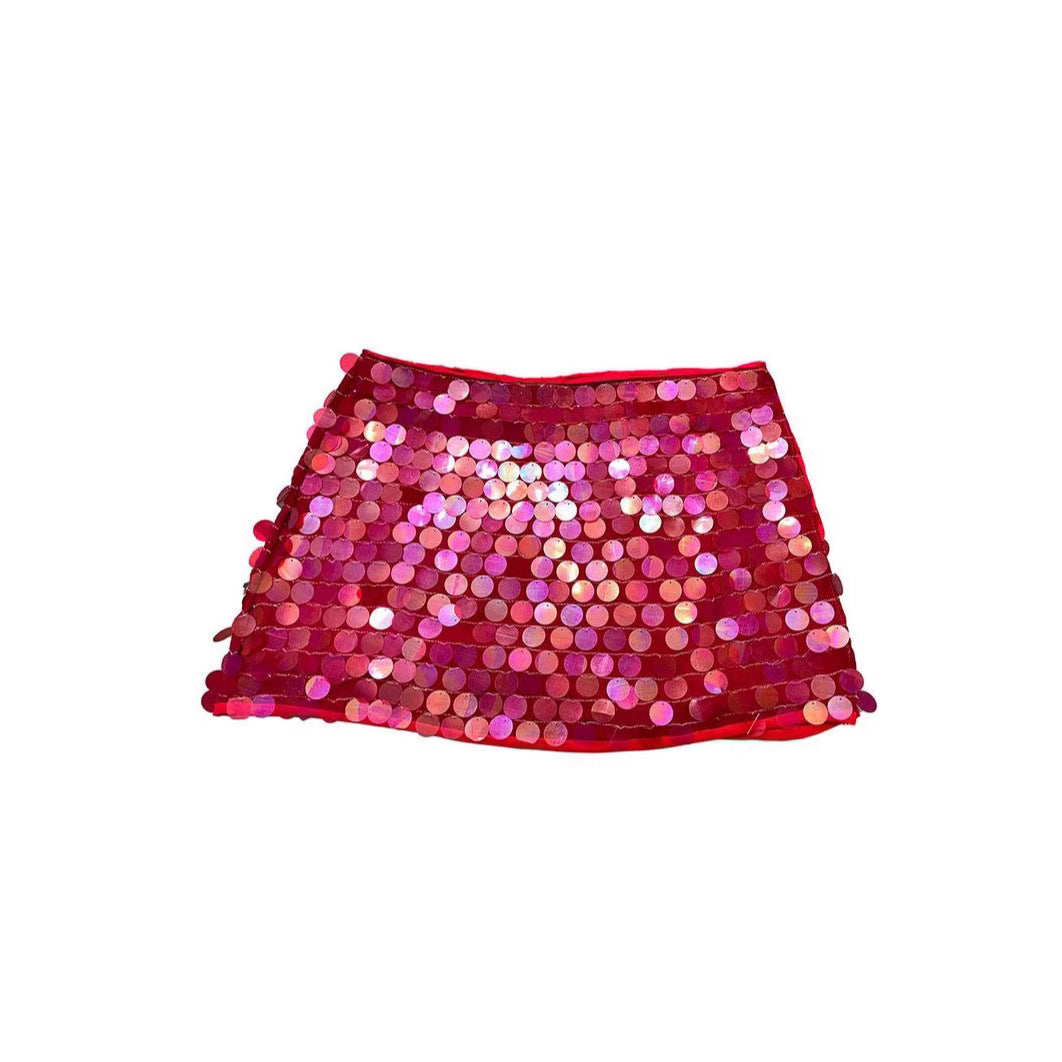 Women's Solid Color Irregular Size Sequin Miniskirt