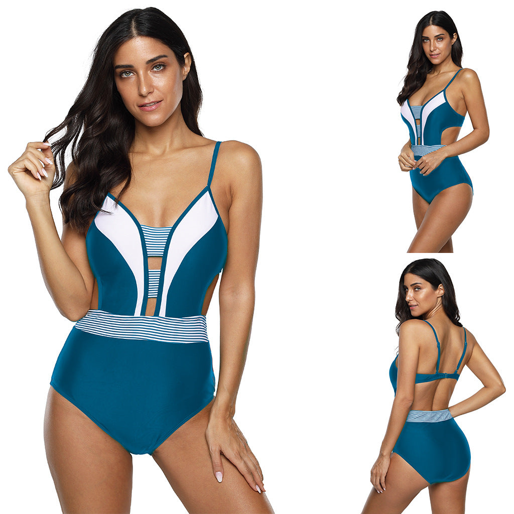 European And American Plus Size One-piece Swimsuit Multi-color