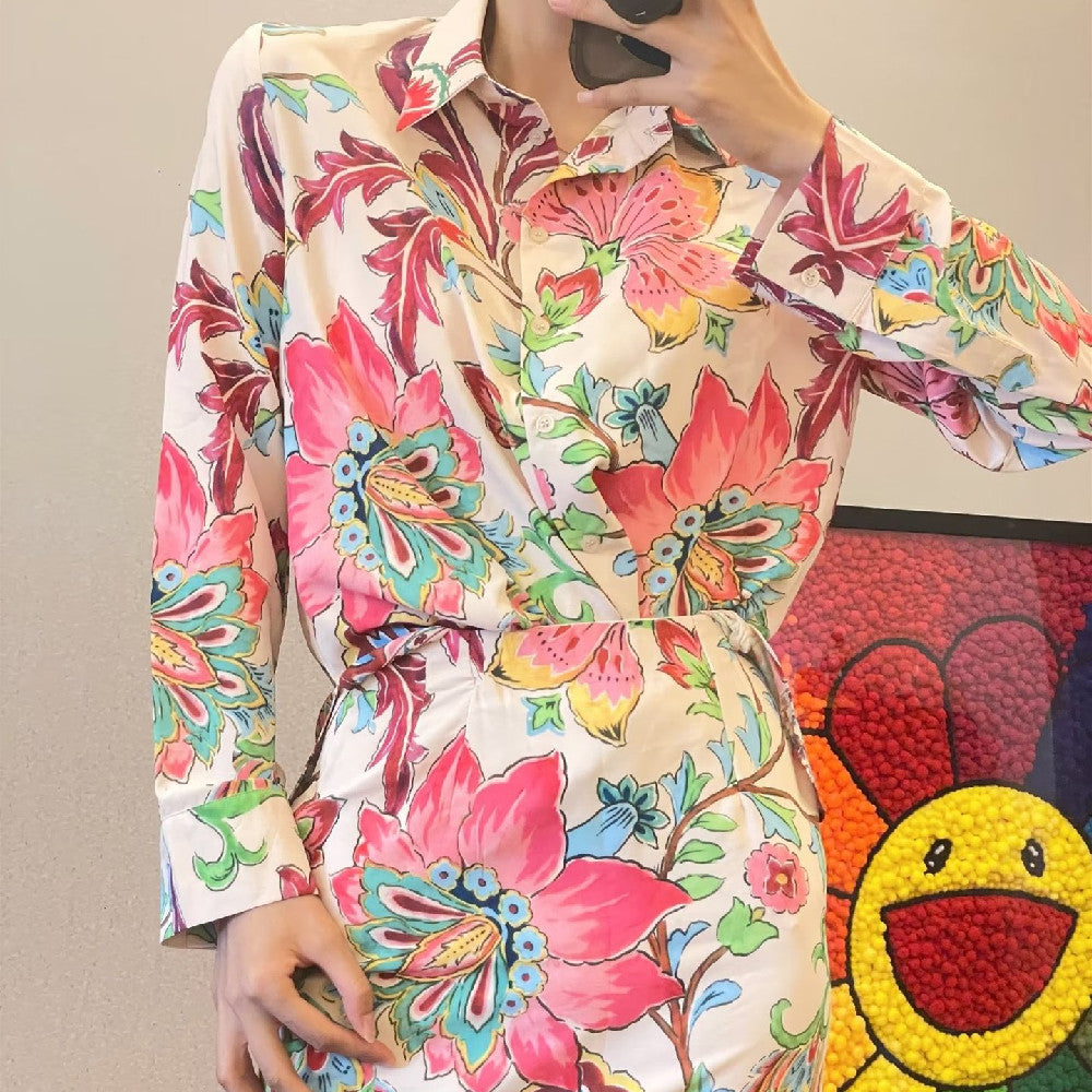 European And American Women's Clothing Fashion Printed Coat Shirt Skirt Pants Fashion Suit