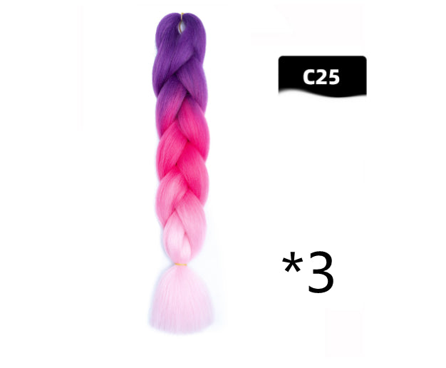 Color Big Braid African Chemical Fiber High Temperature Silk Wig Gradient