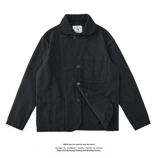 Cotton Ambroidered Retro Washed Color Suit Jacket