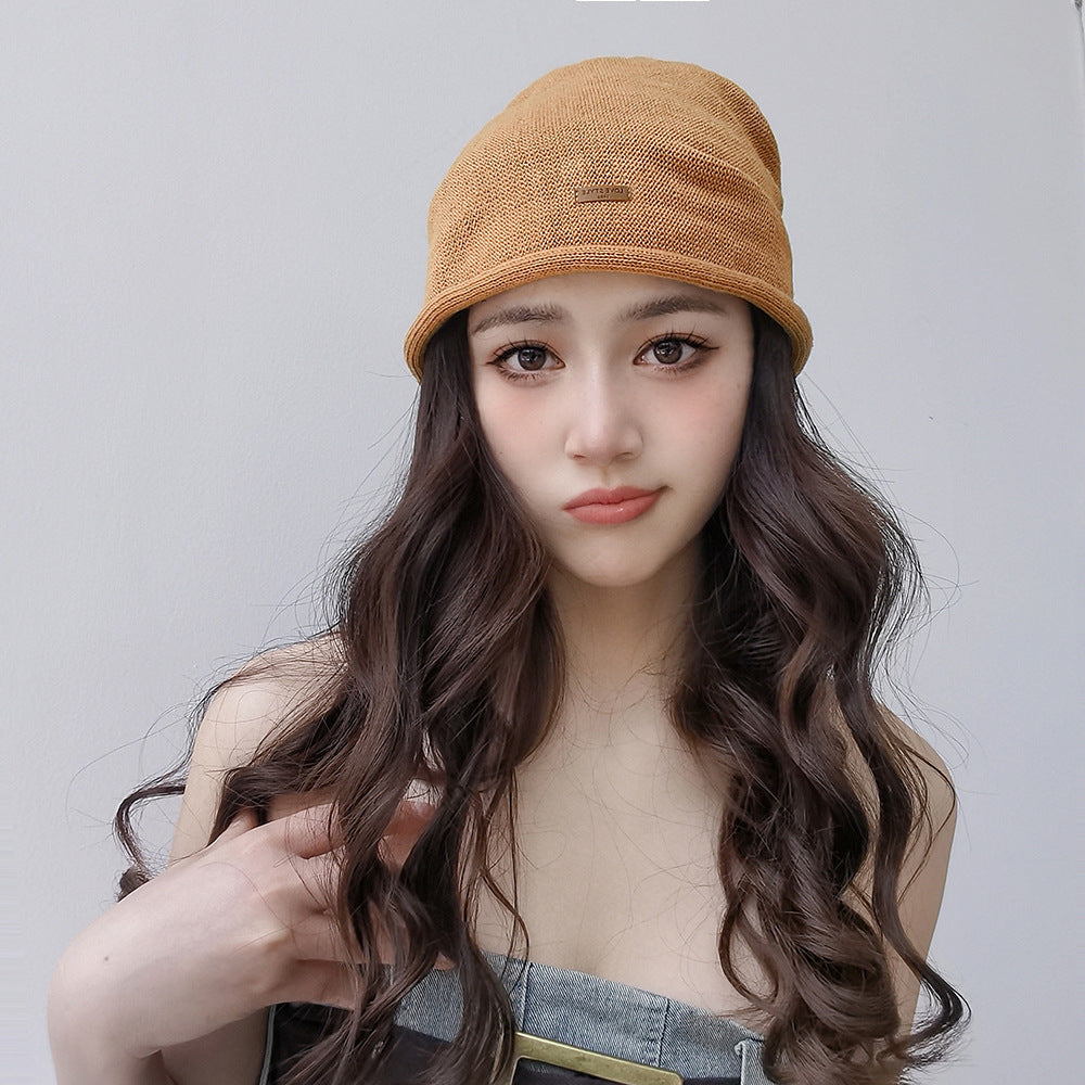 Breathable Knitted Linen Fisherman Hat With A Leather Patch Label