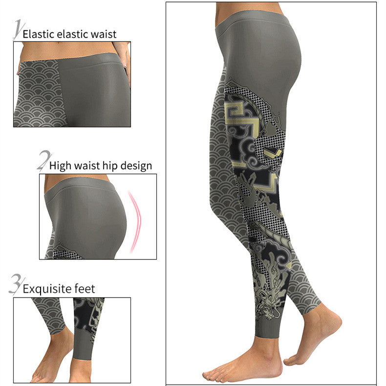 European And American Thin Leggings Women Wear Digital Printed Trousers