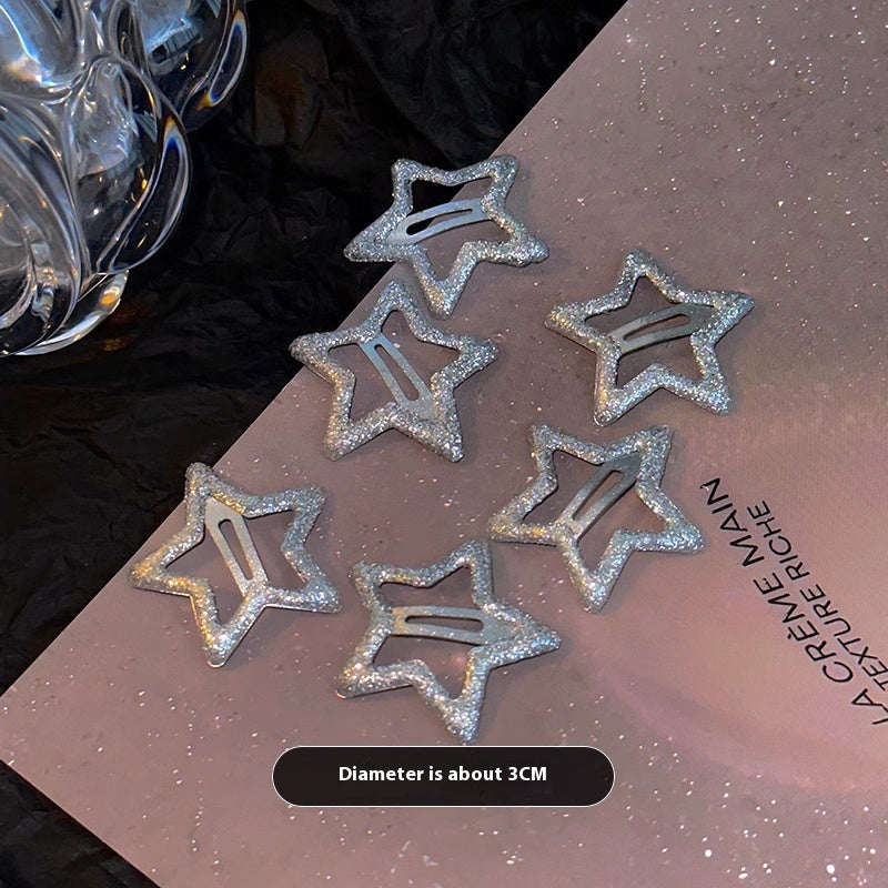 Starlight Sparkling Pentagram Hair Clip For Women With Broken Hair BB Clip