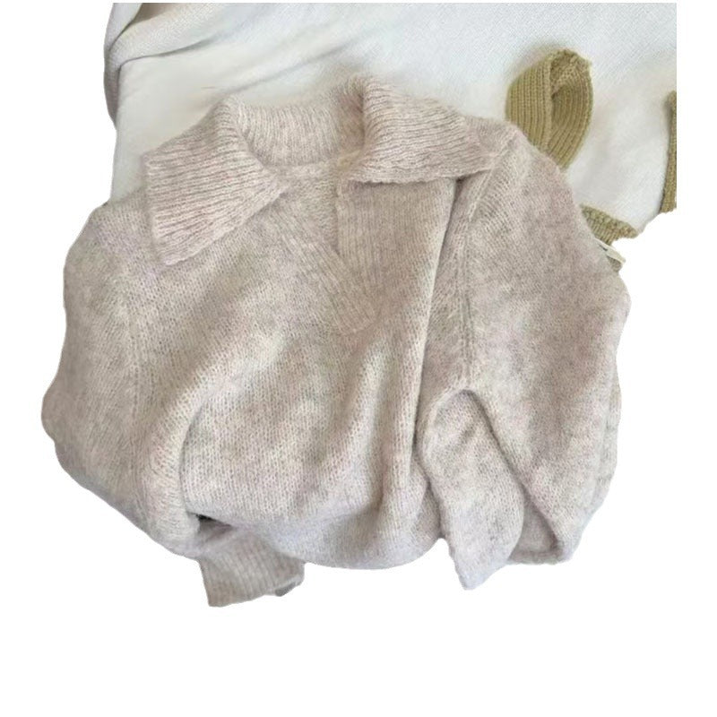 Idle Style Lapel Casual Design Sense Niche Slimming Sweater