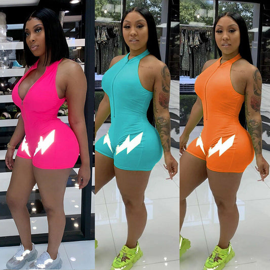 Fashion Lightning Letter Printing Jumpsuit