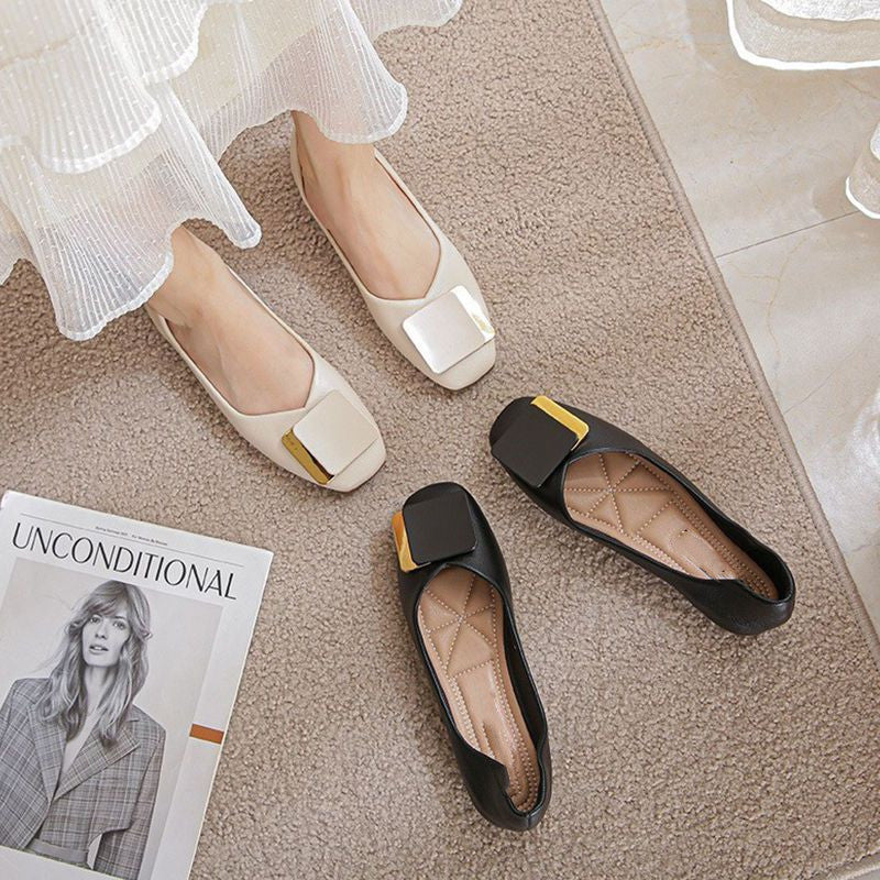Women's Fashion Temperament Shallow Mouth Moccasin Flat Shoes