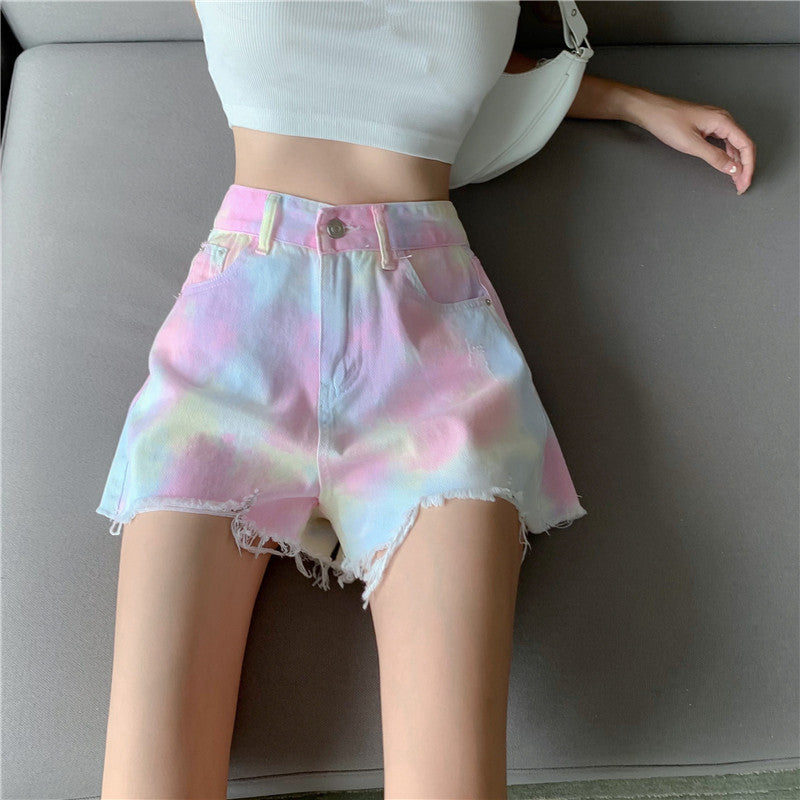 Real Shot Real Price Fried Street Denim Shorts Female New Korean