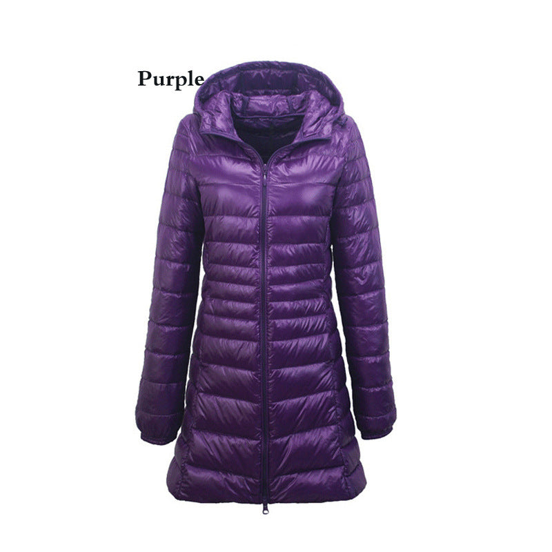 Lightweight Mid-length Plus Size Slim Fit Women's Down Jacket