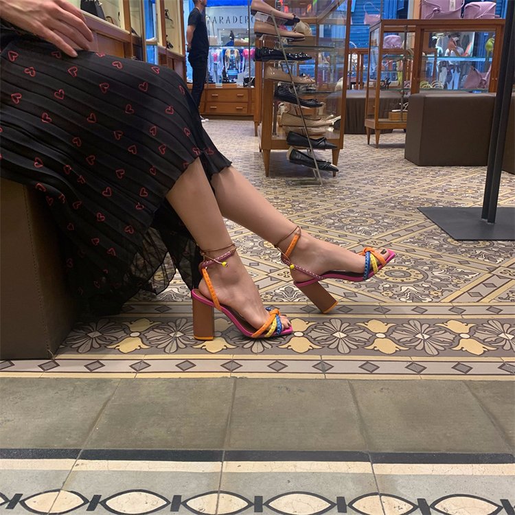 Roman Style Women's High Heel Open Toe Strap Hollow-out Color Sandals