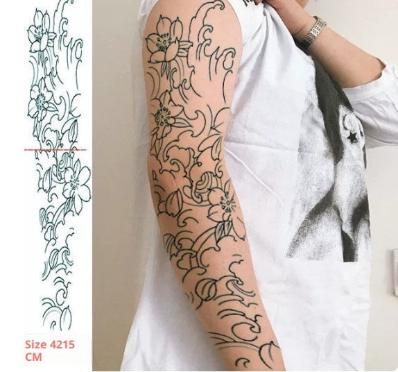 Full Arm Stickers Waterproof Men And Women Long-lasting Chest Back Flower Arm Tattoo Stickers