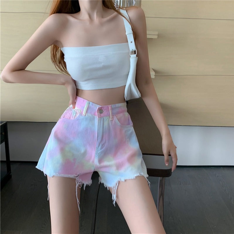 Real Shot Real Price Fried Street Denim Shorts Female New Korean