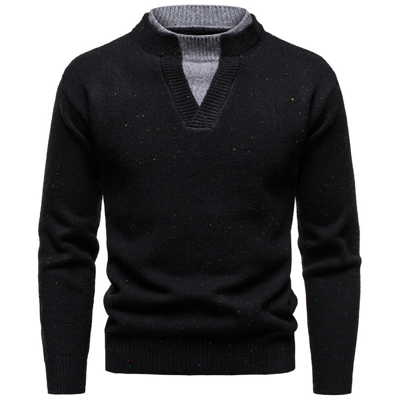 American Retro Fake Two-piece V-neck Dotted Sweater