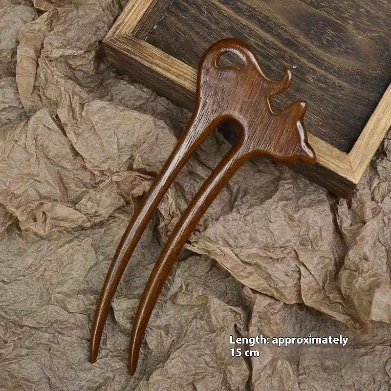 Wooden Women's Chinese Style Headdress Animal Hairpin