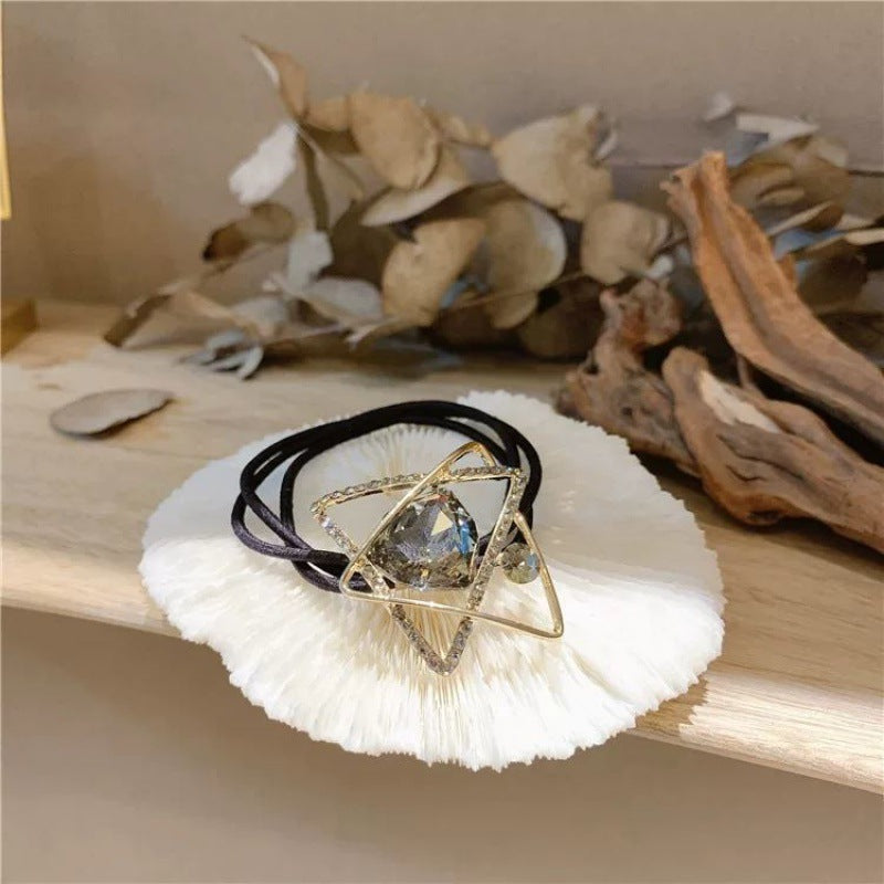 Geometric Rhinestone Hair Rope Super Flash Hair Ring