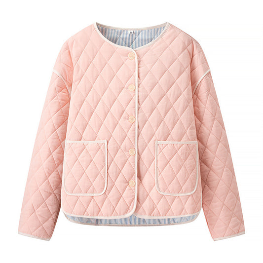 Casual Loose All-match Diamond Pattern Cotton-padded Coat