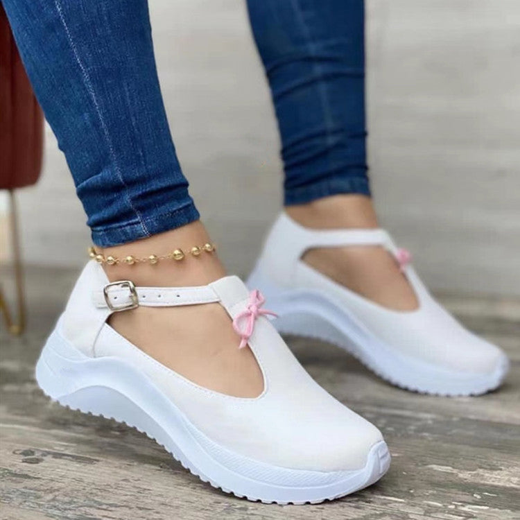 Women's Fashion Casual One Word Buckle Single Shoes