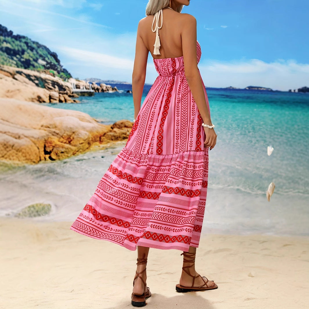 Womens Bohemian Ethnic-Style Printed Casual Dress