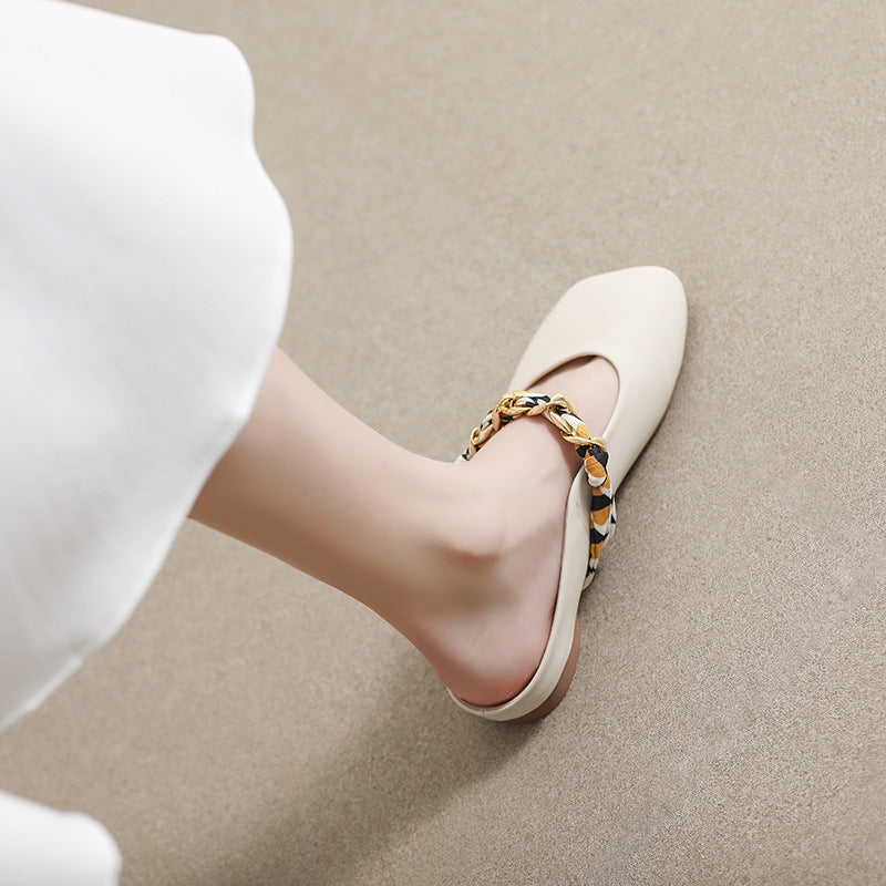 Fat Feet Wide  Lazy Half Slippers Women's Outer Wear