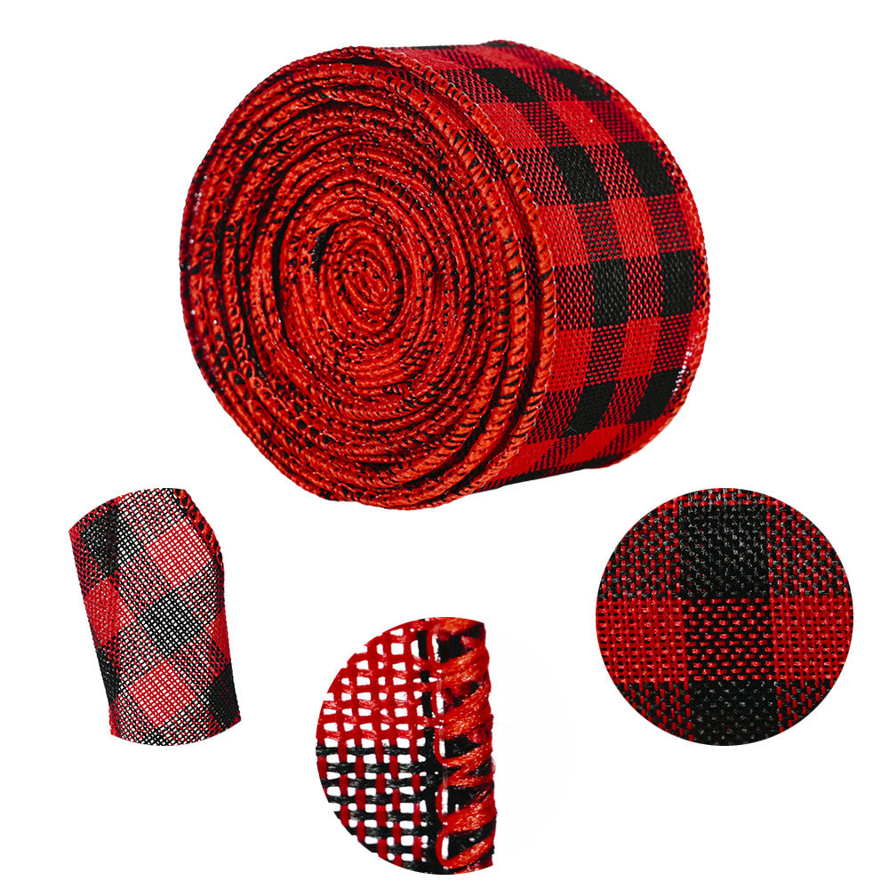 Christmas Black And White Red Lattice Decoration Ribbon