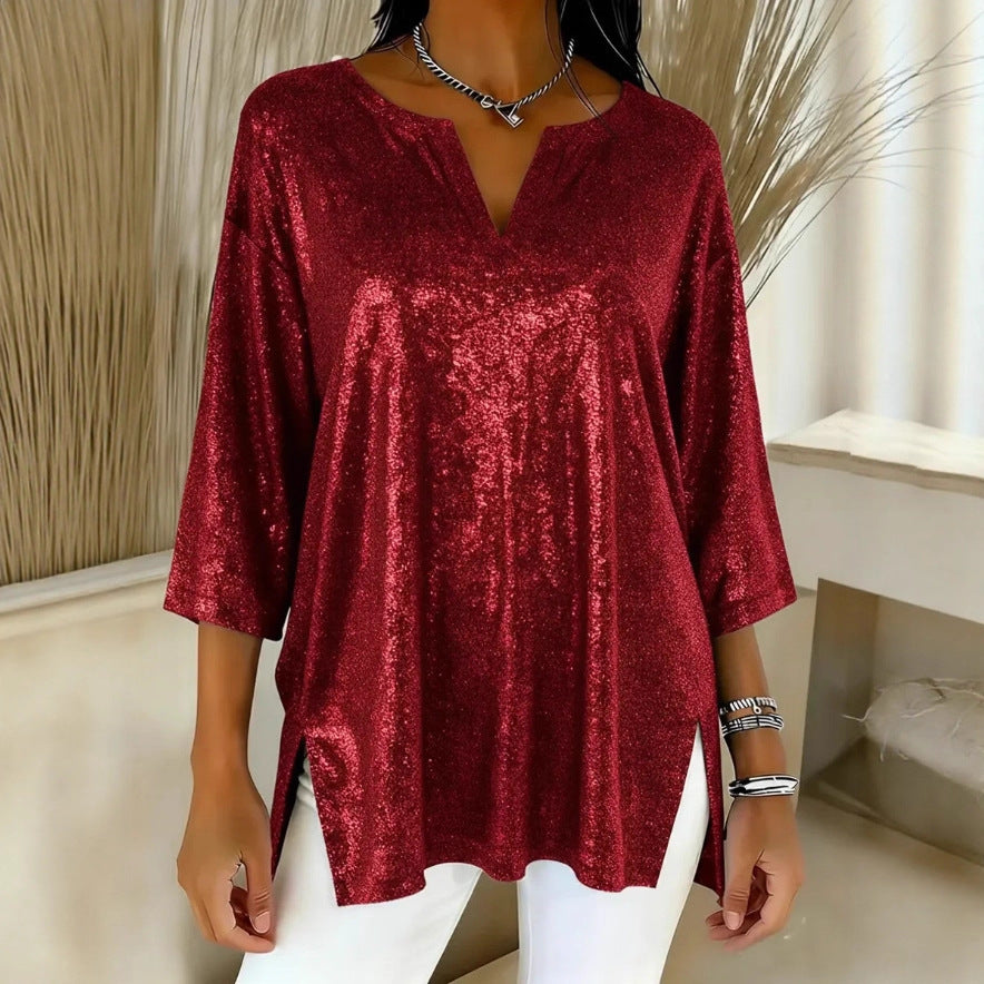 Independent Site Women's Shiny Christmas Long Sleeve Top