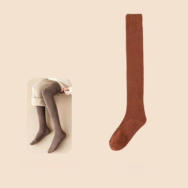 Womens Fleece-Lined Thickened Insulated Terry-Loop Tights