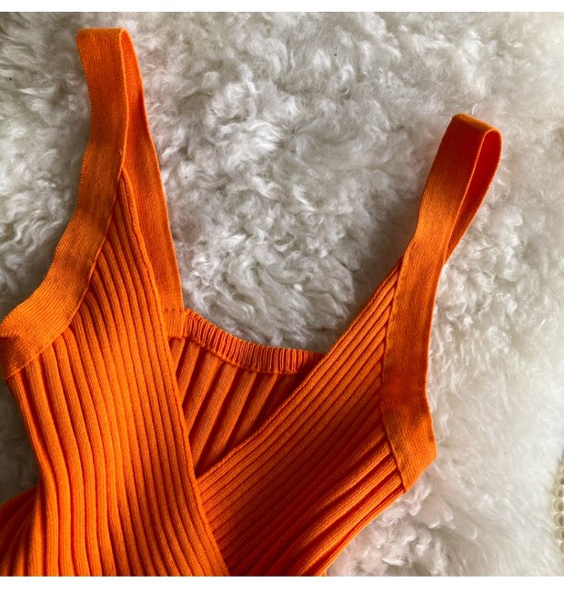 Vest V Neck With Solid Color High Waist Exposed