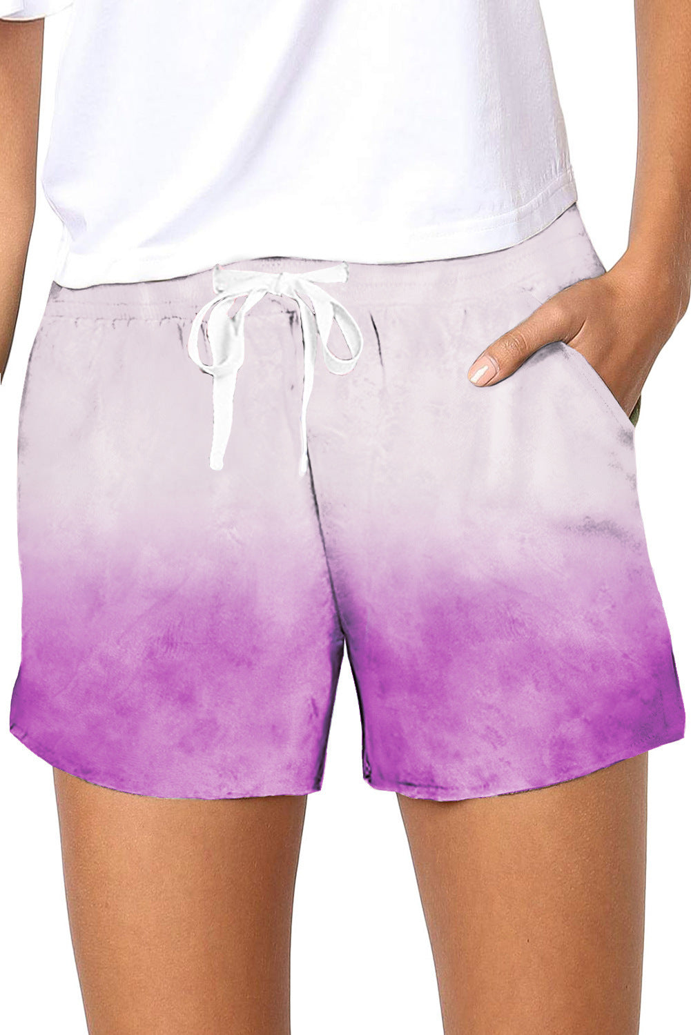 Summer Slim Tie Dye Patterned Gradient Casual Beachwear Shorts