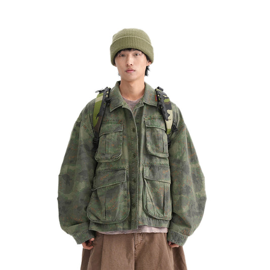 Tie-dye Camouflage Workwear Jacket For Men