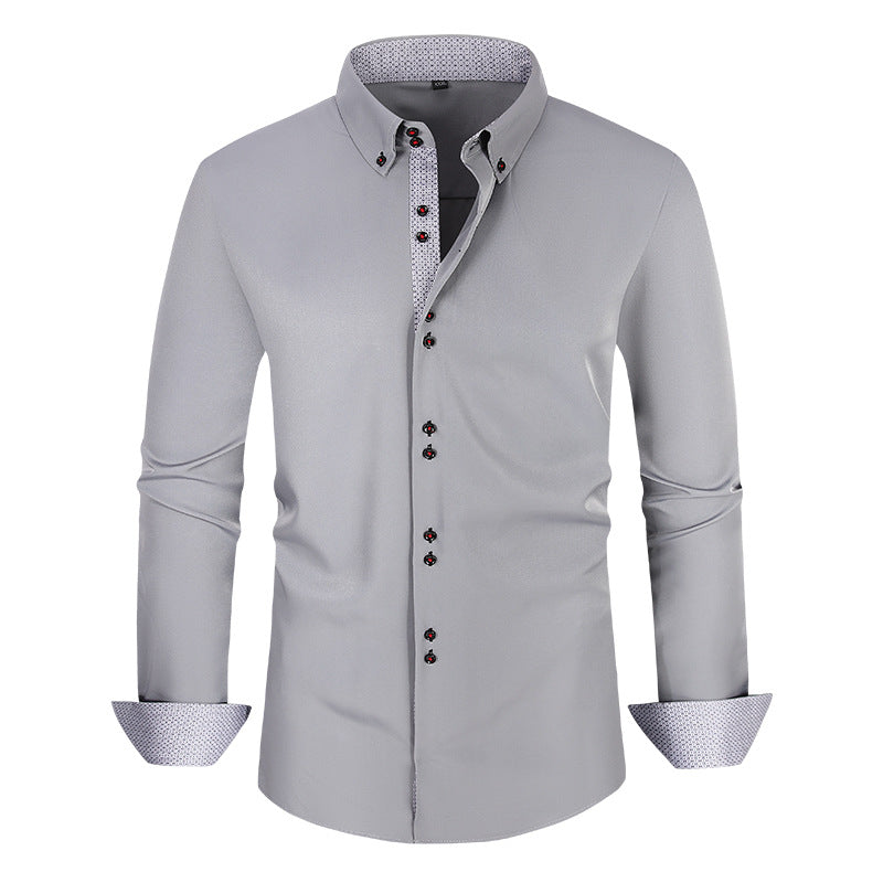 Men's Casual Business Plus-Size Long-Sleeve Shirt