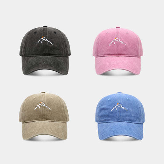 New Mountain Peak Sunset Embroidered Washed Baseball Cap