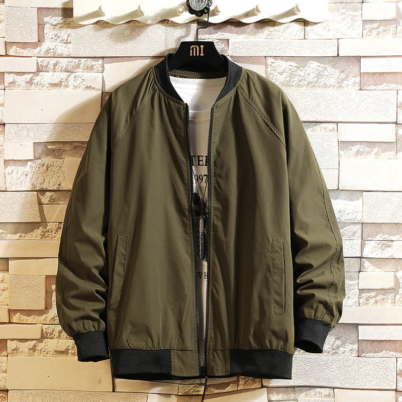 Fashion Baseball Uniform Loose Solid Color Thread Stitching Jacket