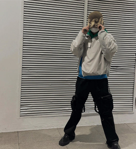 Stand Collar Oblique Zipper Jacket