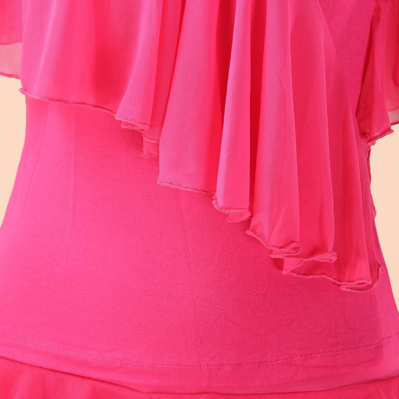 Square Dance Clothing Mesh Round Neck Latin Dance Dancing Practice Clothes