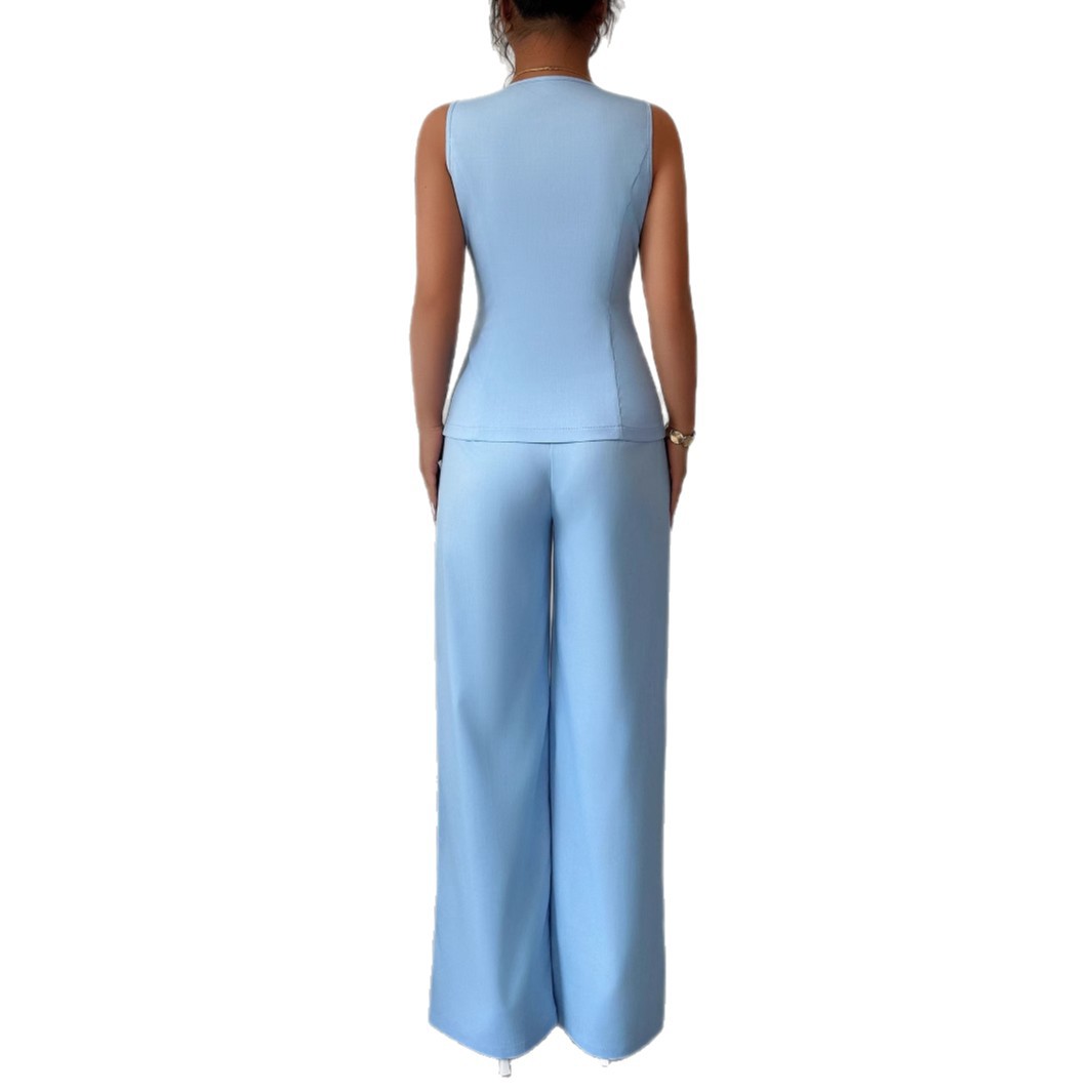Fashionable And Chic Sleeveless Top With Casual Pants Set For Women