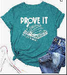 Bog Blomstret Trykt Farvet Bomulds T-shirt